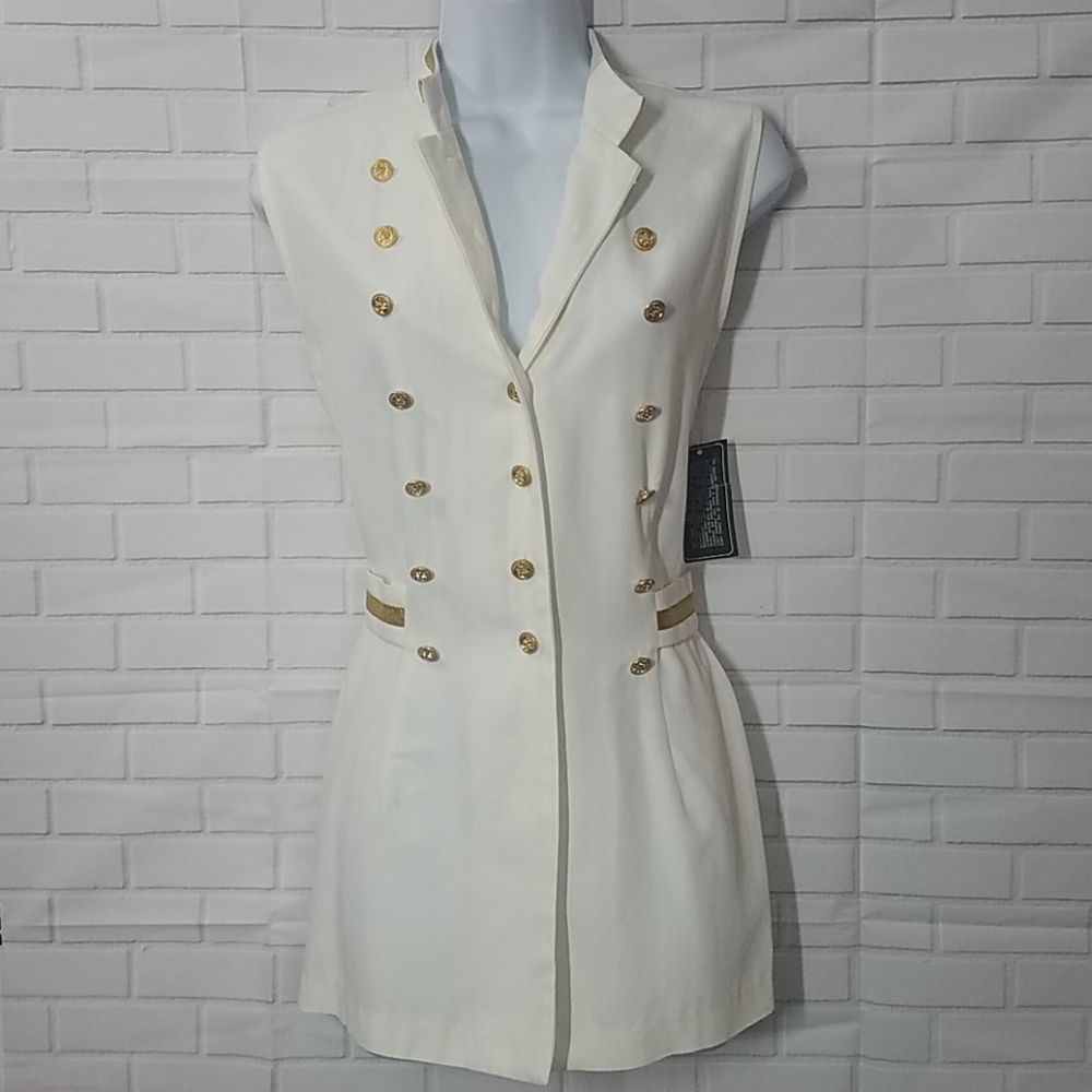 NWT Vintage Sailor Military Style White Top - Picture 3 of 12